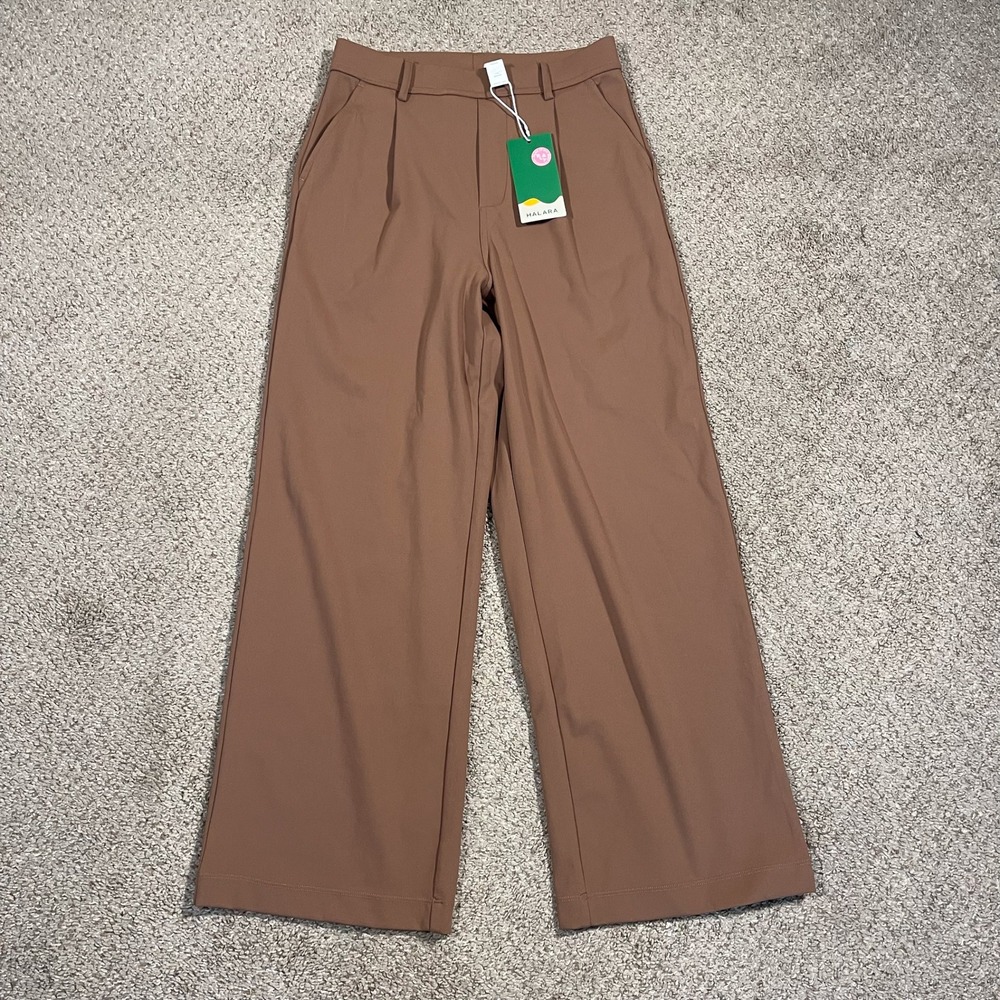 NEW Halara Women's Pants DayStretch High-Waisted Straight Leg XS Petite Brown